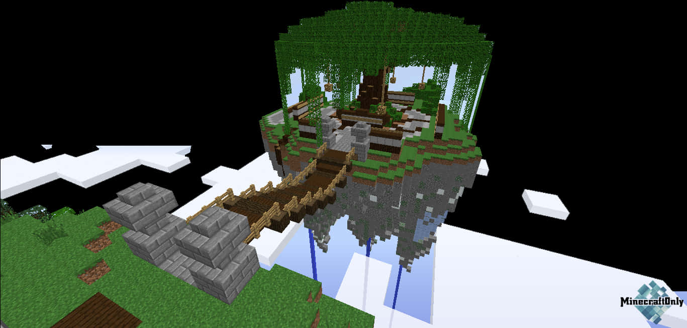 Minecraft_ Sky_ Island_with_ Bridge PNG image