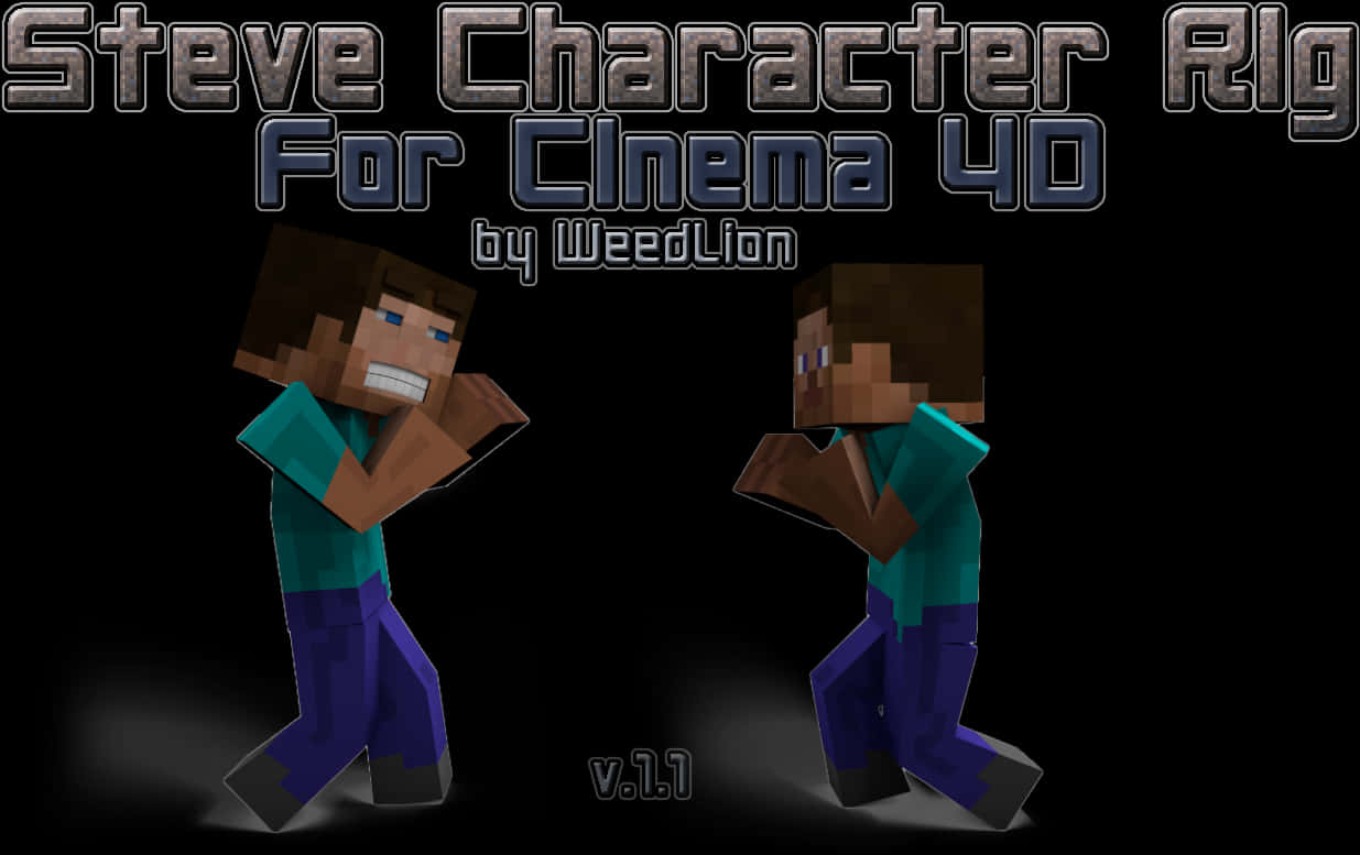 Minecraft_ Steve_ Character_ Rig_ Cinema4 D_ Promo PNG image