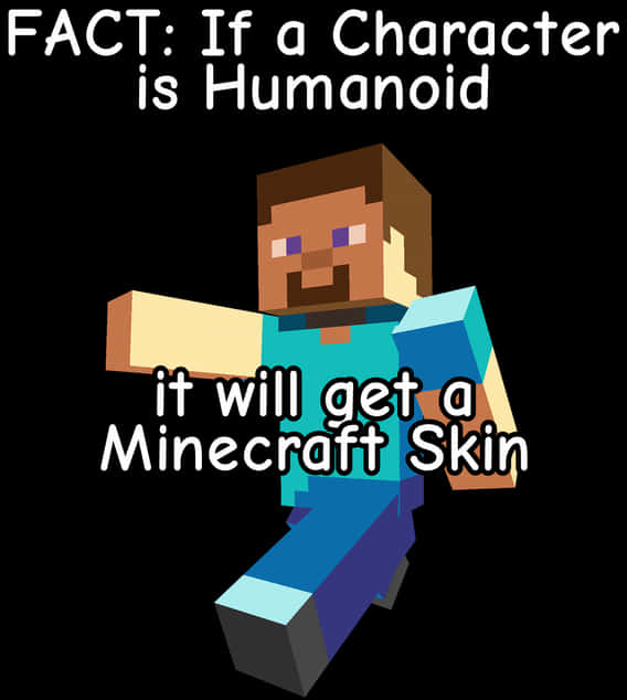 Minecraft Steve Humanoid Skin Fact PNG image