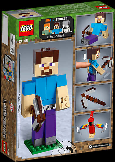 Minecraft Steve L E G O Big Fig Series1 Box PNG image