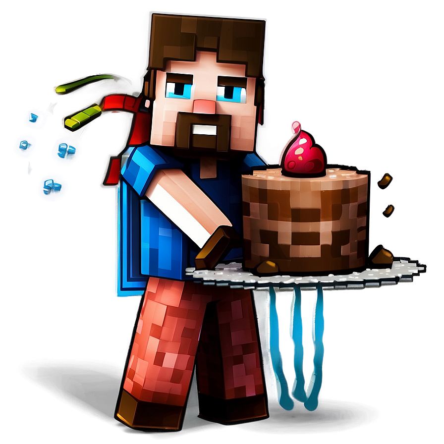 Minecraft Steve With Cake Png Ncg PNG image