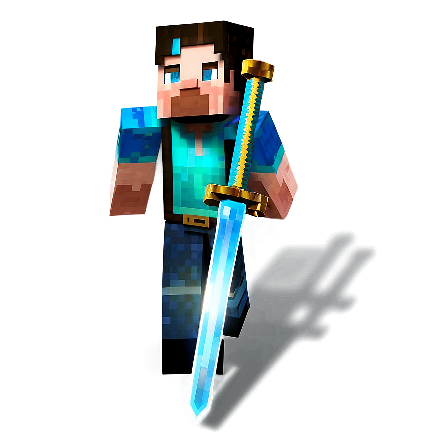 Minecraft Steve With Sword Png Qgy PNG image