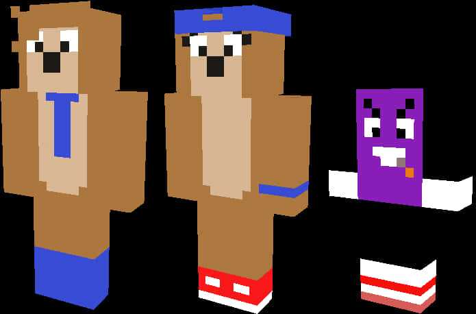 Minecraft Style Animal Characters PNG image