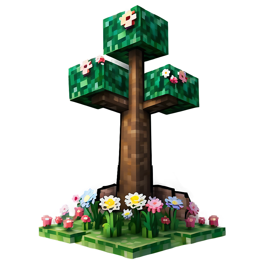 Minecraft Tree With Flowers Png 33 PNG image