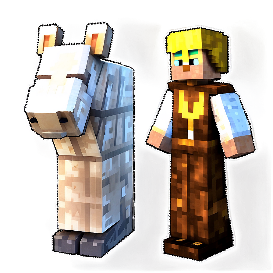 Minecraft Villager With Animals Png Euo PNG image