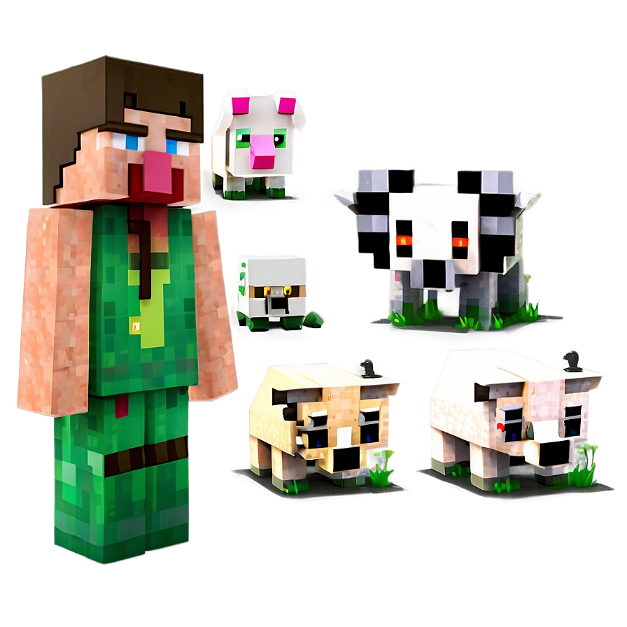 Minecraft Villager With Animals Png Umh PNG image