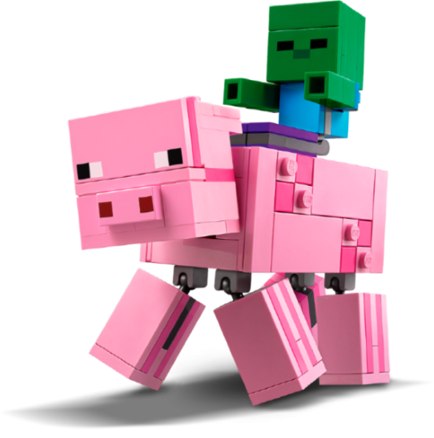 Minecraft Zombie Riding Pig PNG image