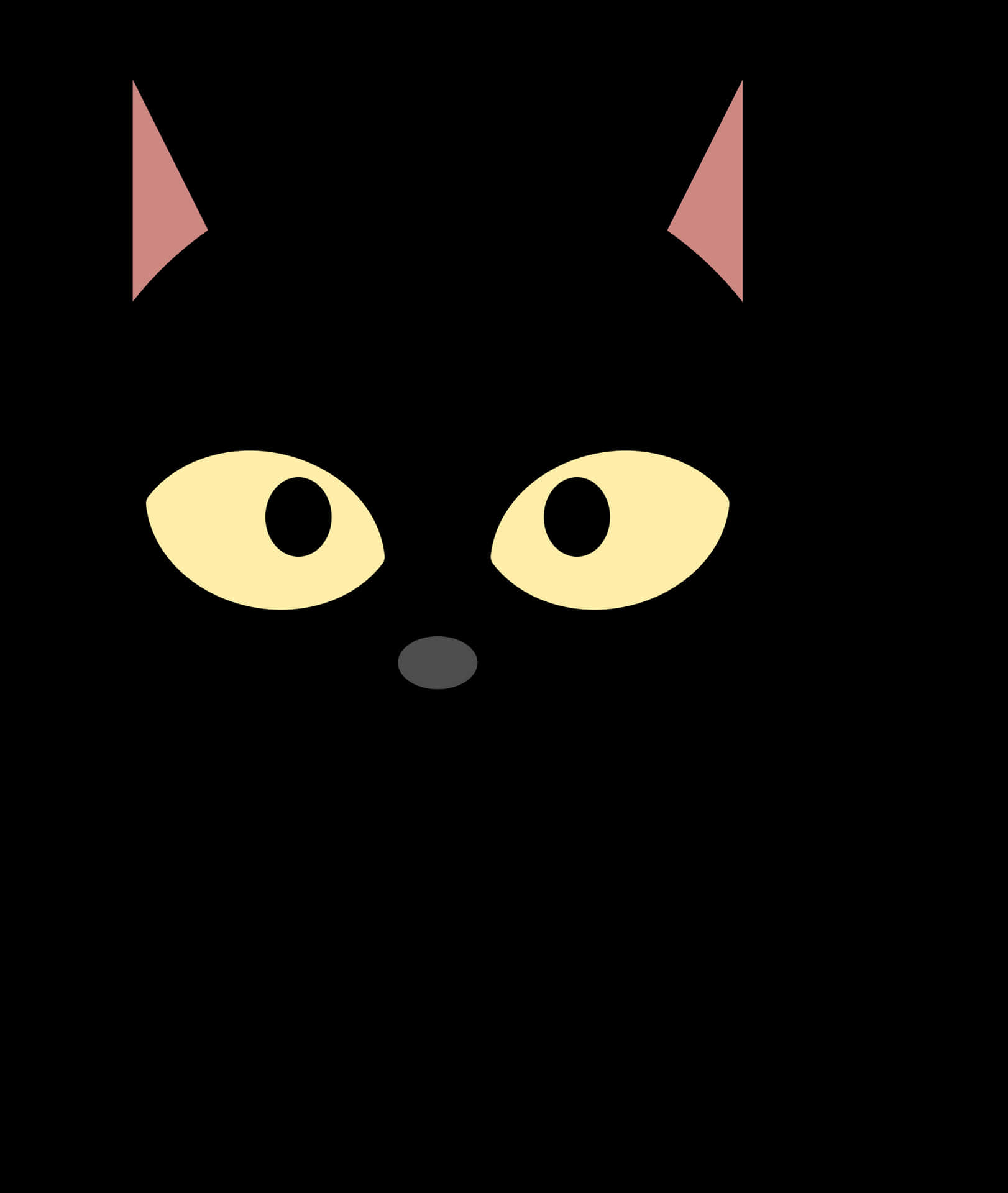 Minimalist Black Cat Face Illustration PNG image