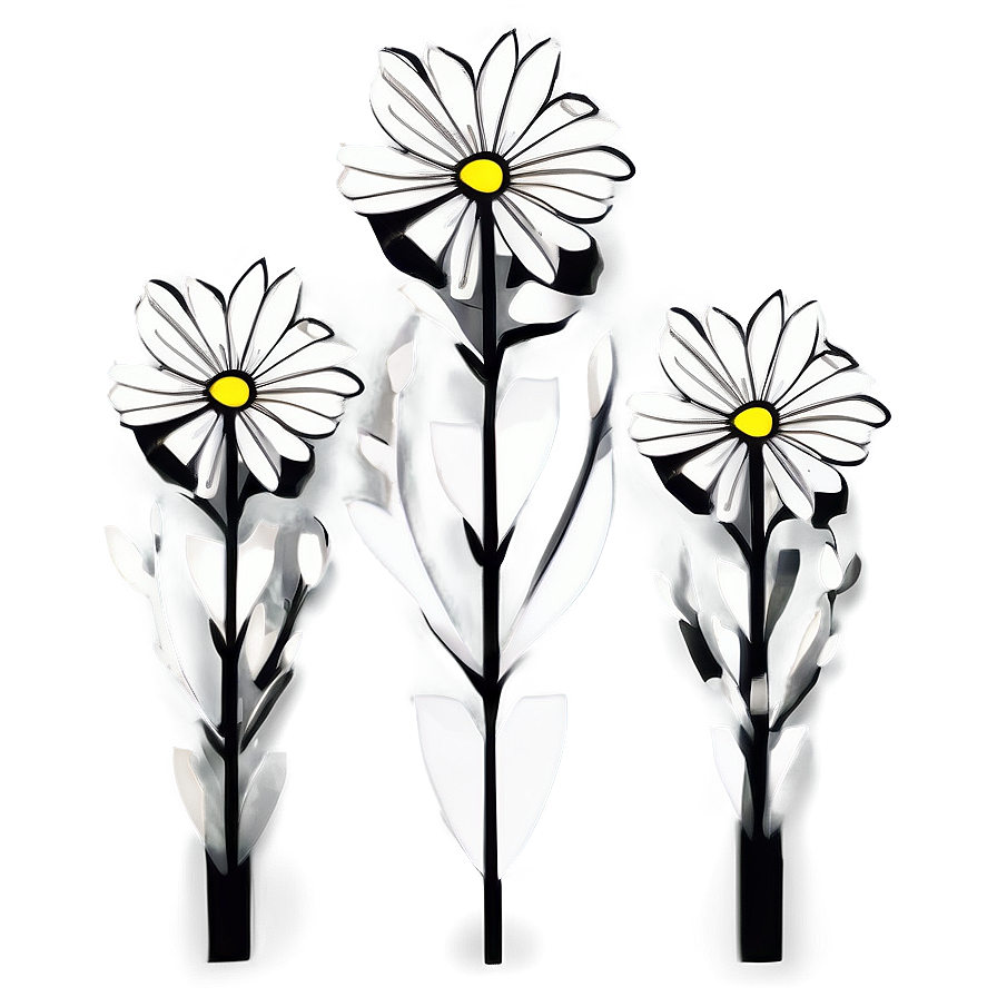 Minimalist Black White Flowers Png 75 PNG image