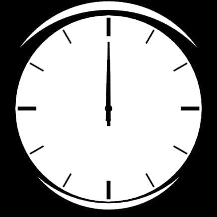 Minimalist Blackand White Clock PNG image