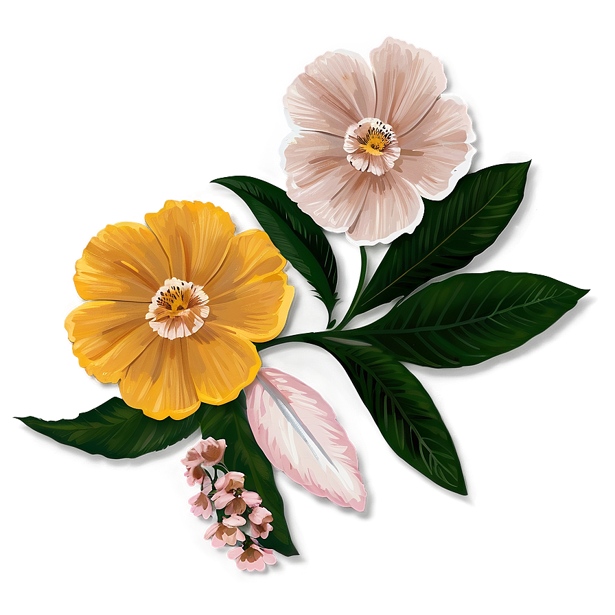 Minimalist Boho Flowers Png 46 PNG image