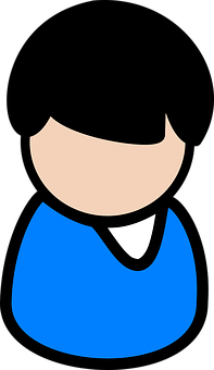 Minimalist Cartoon Character Blue Shirt PNG image