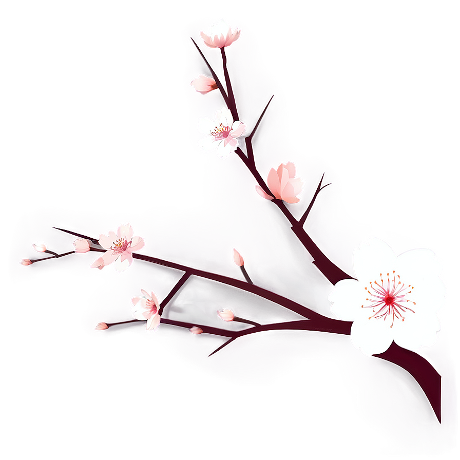 Minimalist Cherry Blossom Art Png 32 PNG image