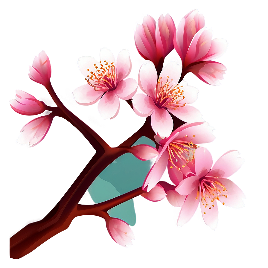 Minimalist Cherry Blossom Art Png Rtr PNG image
