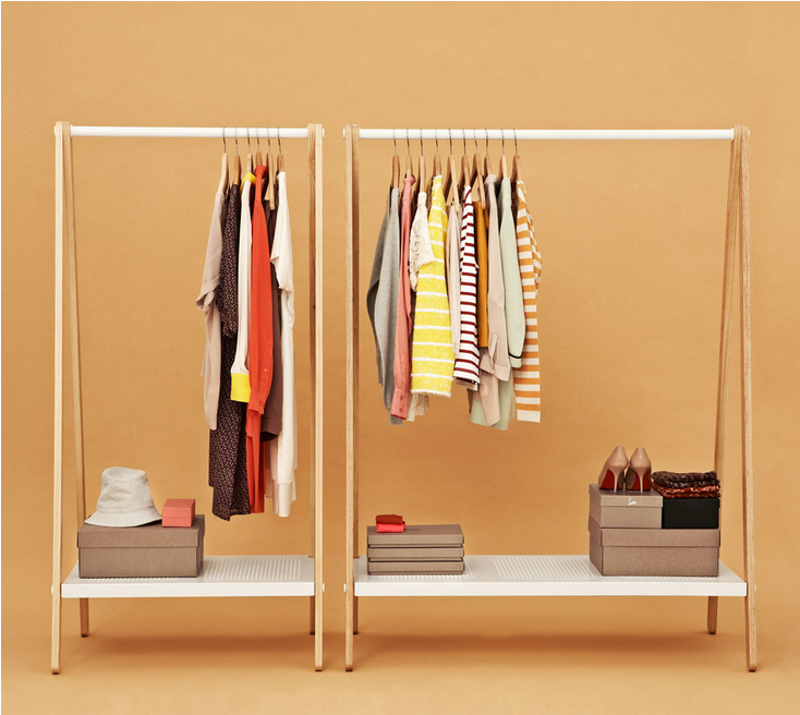 Minimalist Clothing Racks Organized Wardrobe PNG image