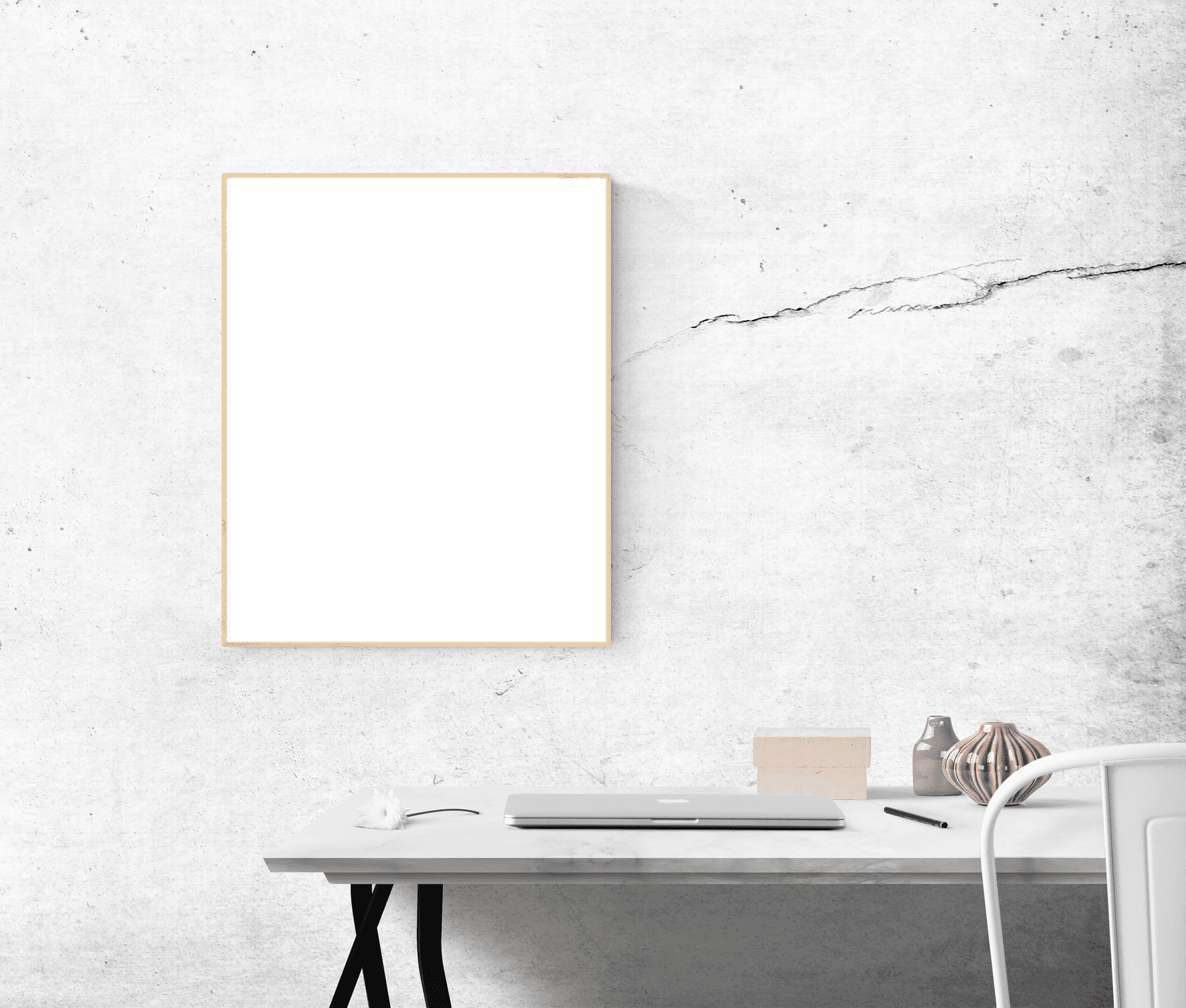 Minimalist Office Spacewith Blank Poster PNG image