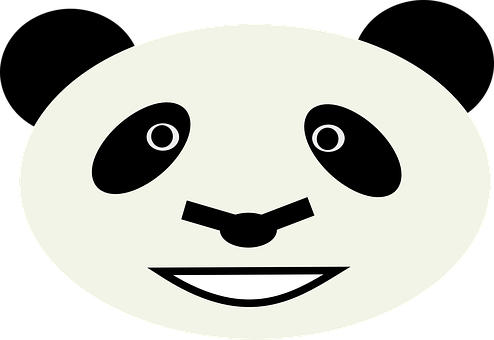 Minimalist Panda Face Graphic PNG image