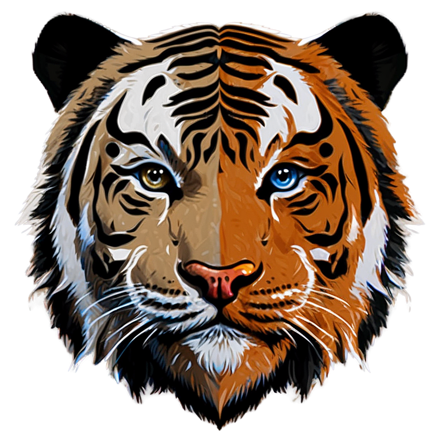 Minimalist Tiger Face Art Png 32 PNG image