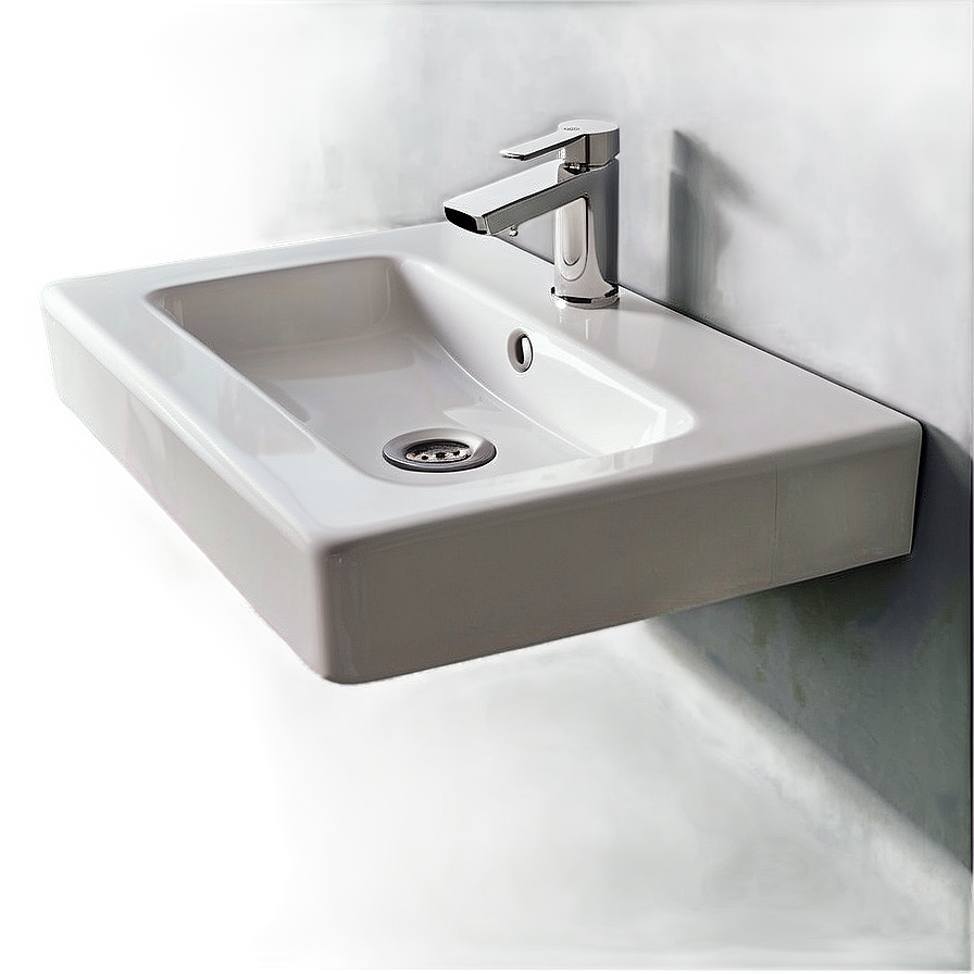 Minimalist Wall-mounted Sink Png 05242024 PNG image