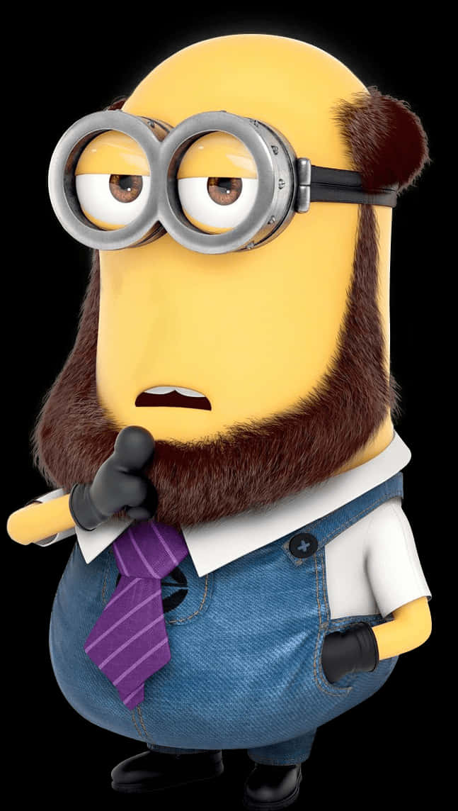 Minion_with_ Brown_ Hair_and_ Tie PNG image