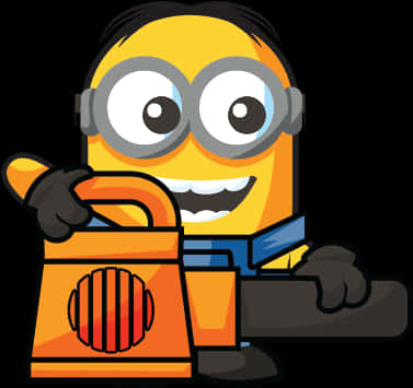 Minion_with_ Shopping_ Bag_and_ Credit_ Card PNG image