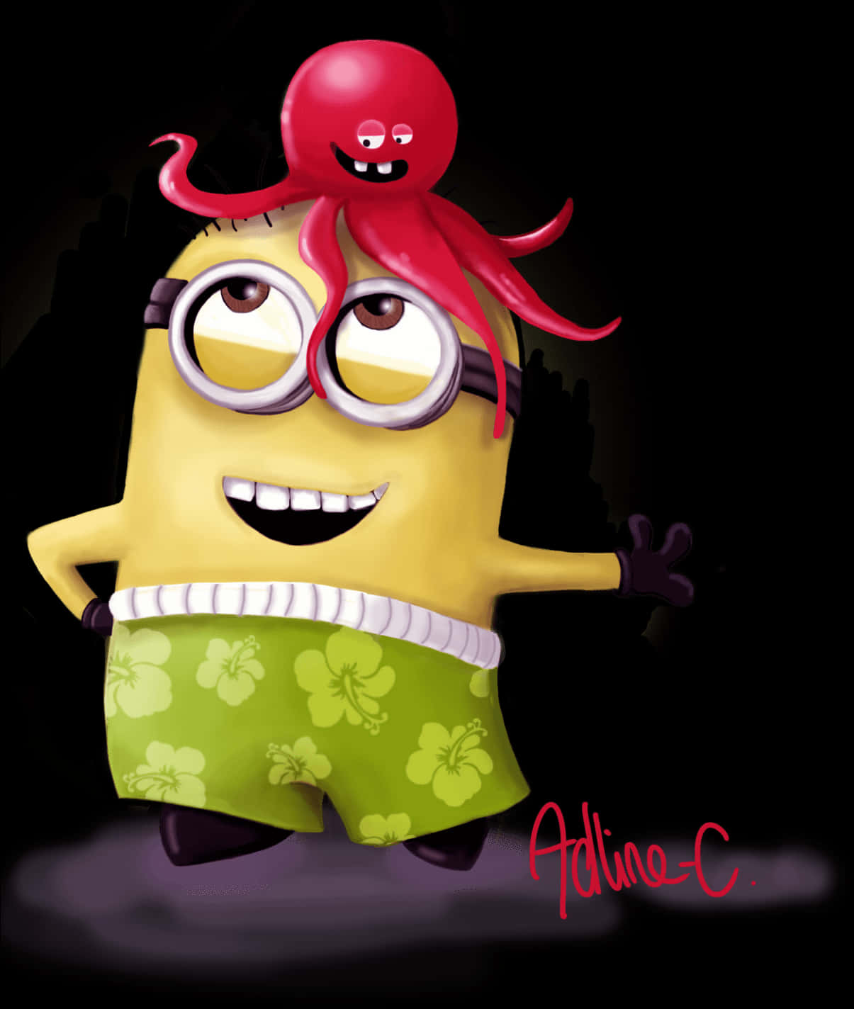 Minionwith Octopus Hat PNG image