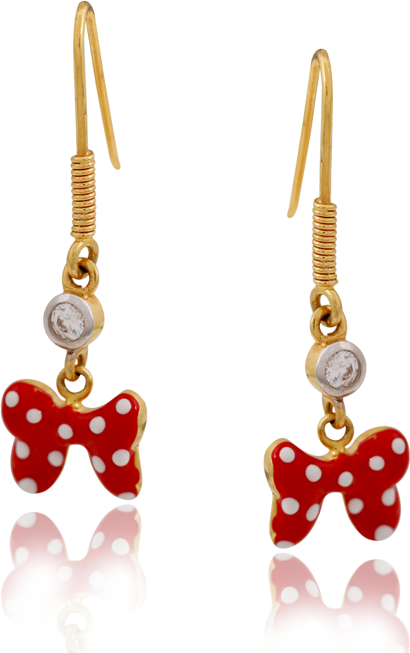 Minnie Bow Earrings Red Polka Dot PNG image