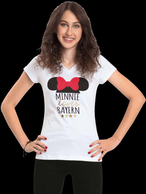 Minnie Loves Bayern Tshirt Woman Model PNG image