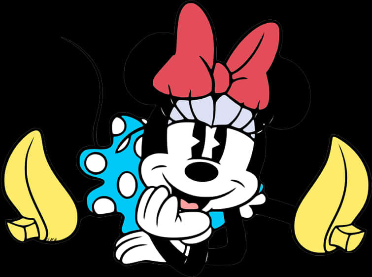 Minnie Mouse Giggling With Bananas PNG image