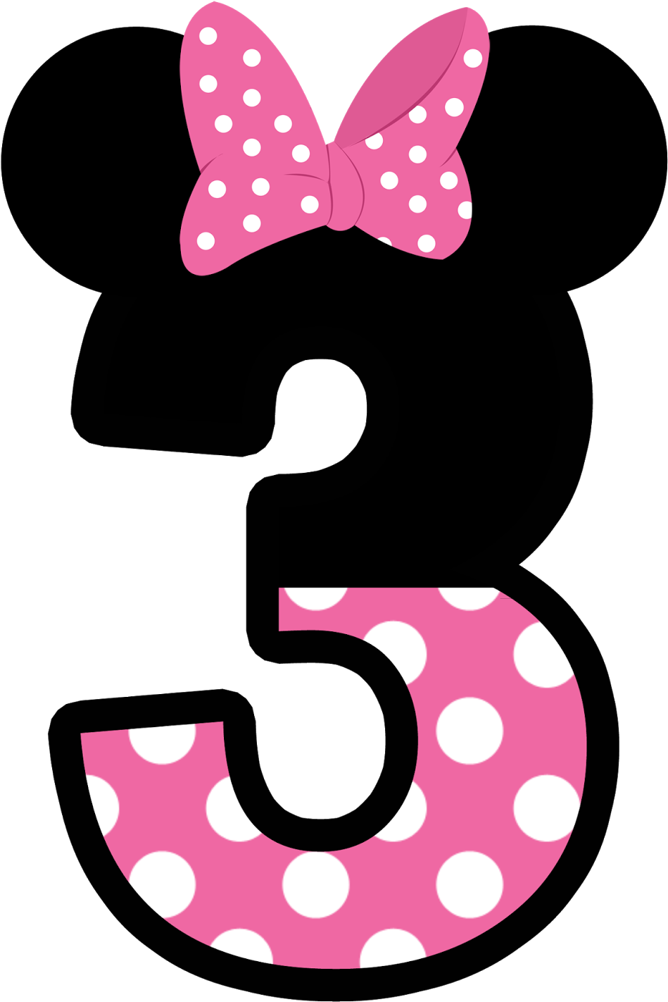 Minnie Mouse Number3 Graphic PNG image