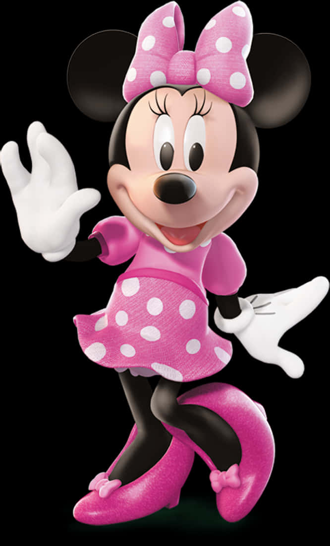 Minnie Mouse Pink Dress Polka Dots PNG image