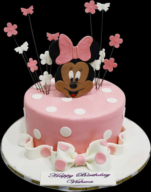Minnie Mouse Themed Birthday Cake PNG image