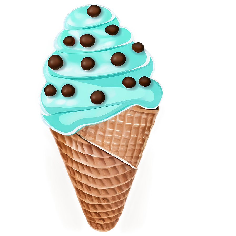 Mint Chocolate Chip Ice Cream Cone Png Wll PNG image