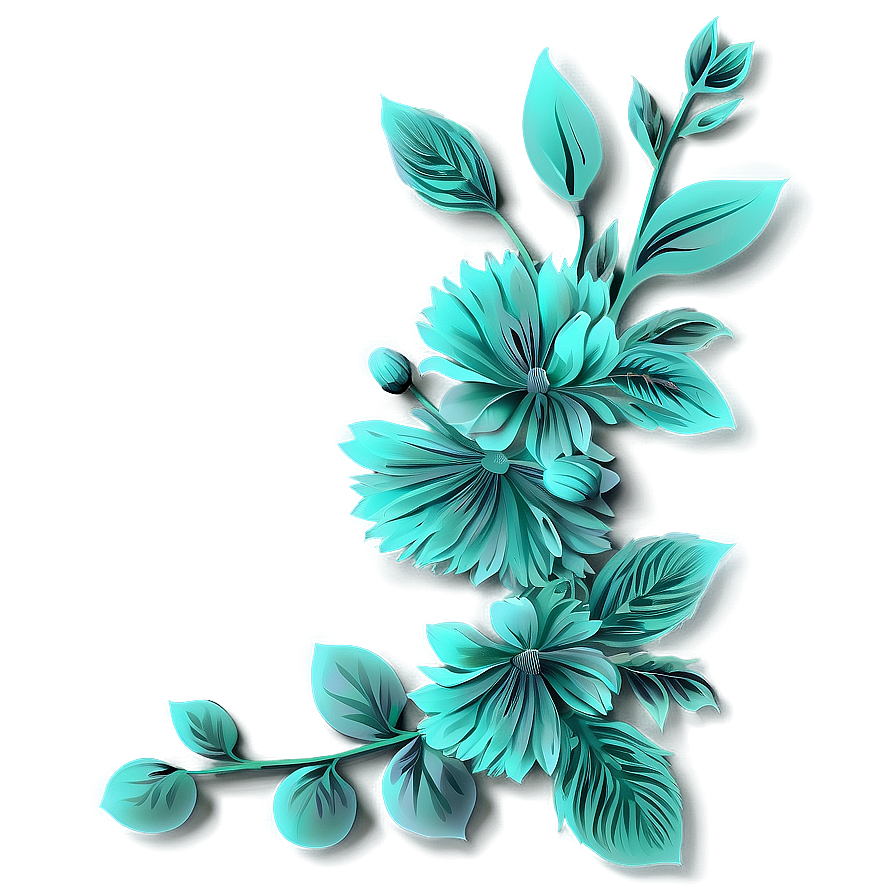 Mint Green Floral Pattern Png 50 PNG image