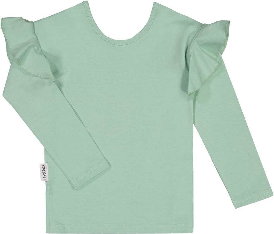 Mint Green Ruffle Sleeve Blouse PNG image