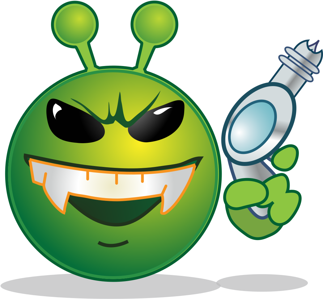 Mischievous Alien Emoji Holding Magnifying Glass PNG image