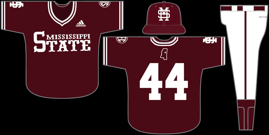 Mississippi State Baseball Uniform Design PNG image