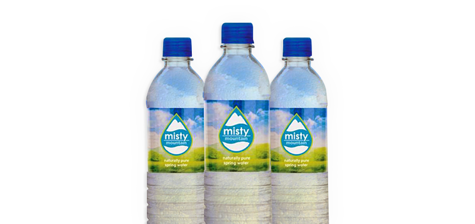 Misty Mountain Spring Water Bottles PNG image