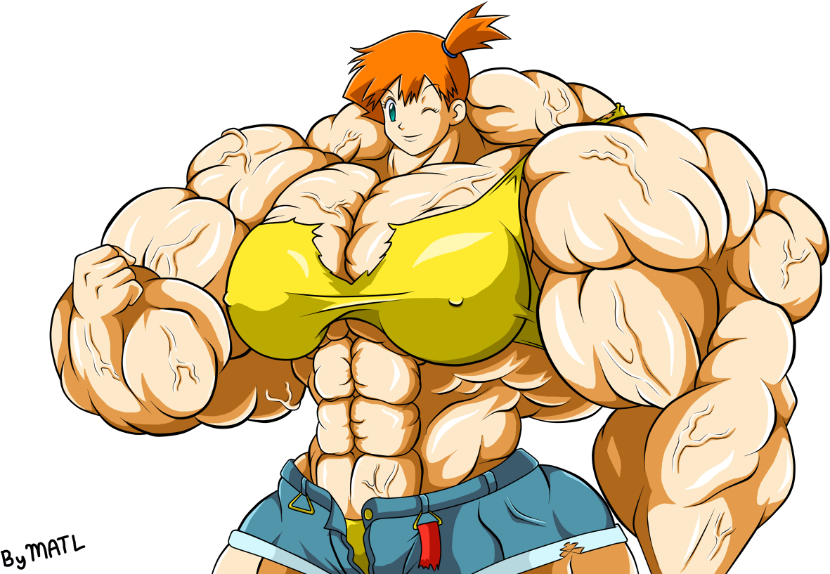 Misty Pokemon Muscular Parody Art PNG image