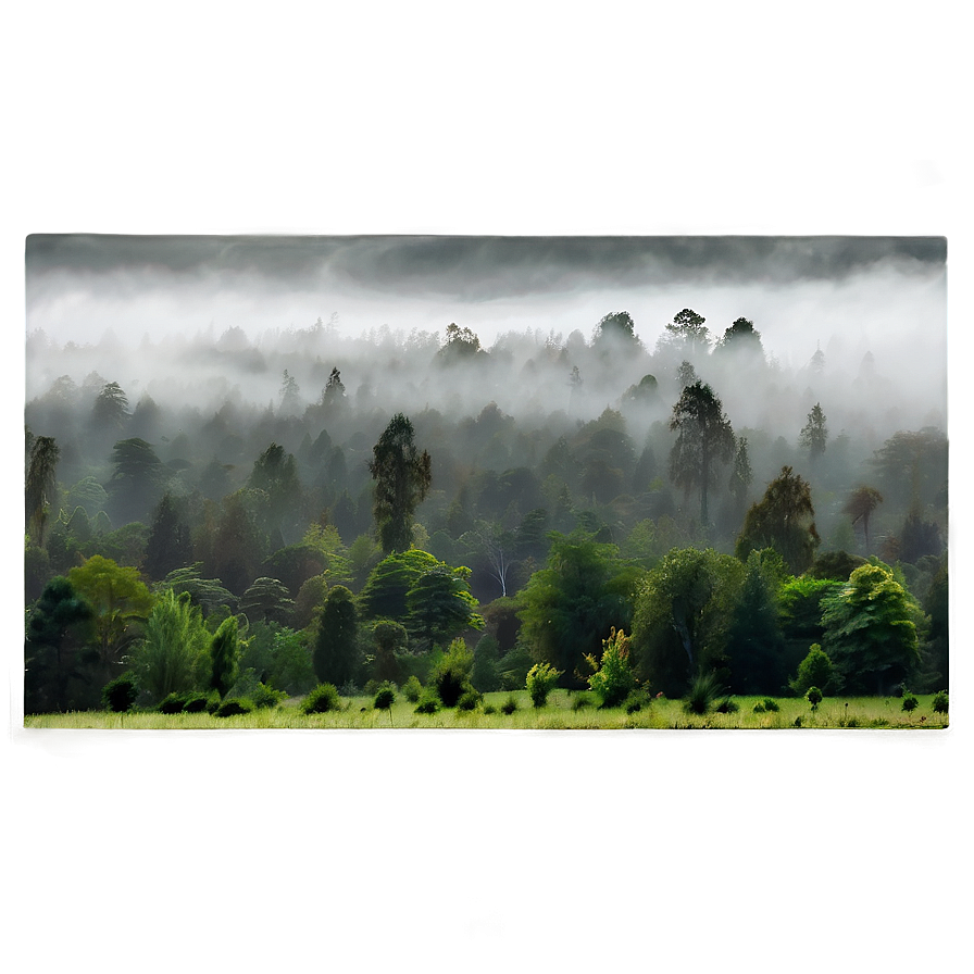 Misty Treeline Landscape Png Qlf PNG image