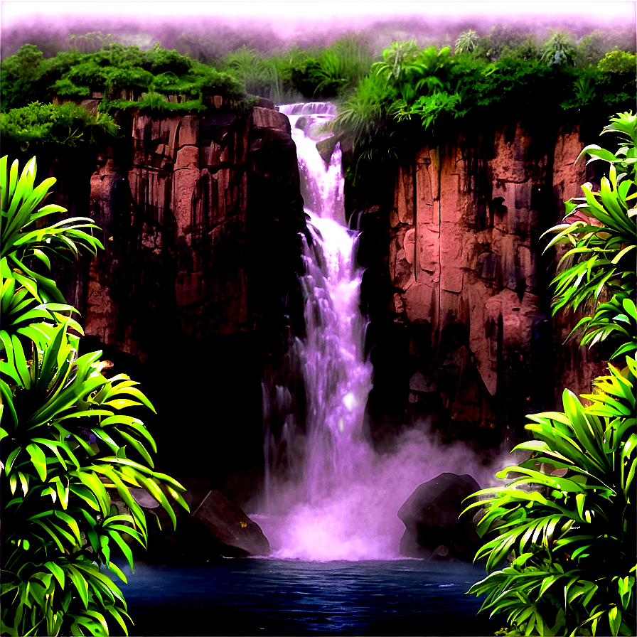 Misty Waterfall Atmosphere Png 11 PNG image