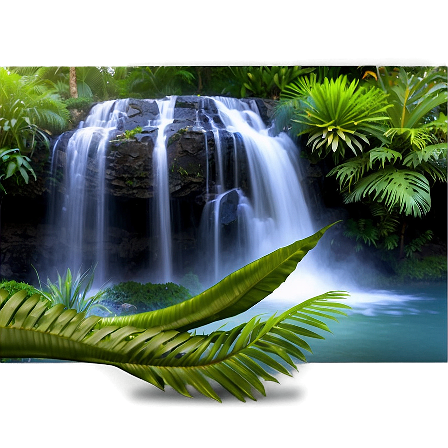 Misty Waterfall Oasis Png 79 PNG image