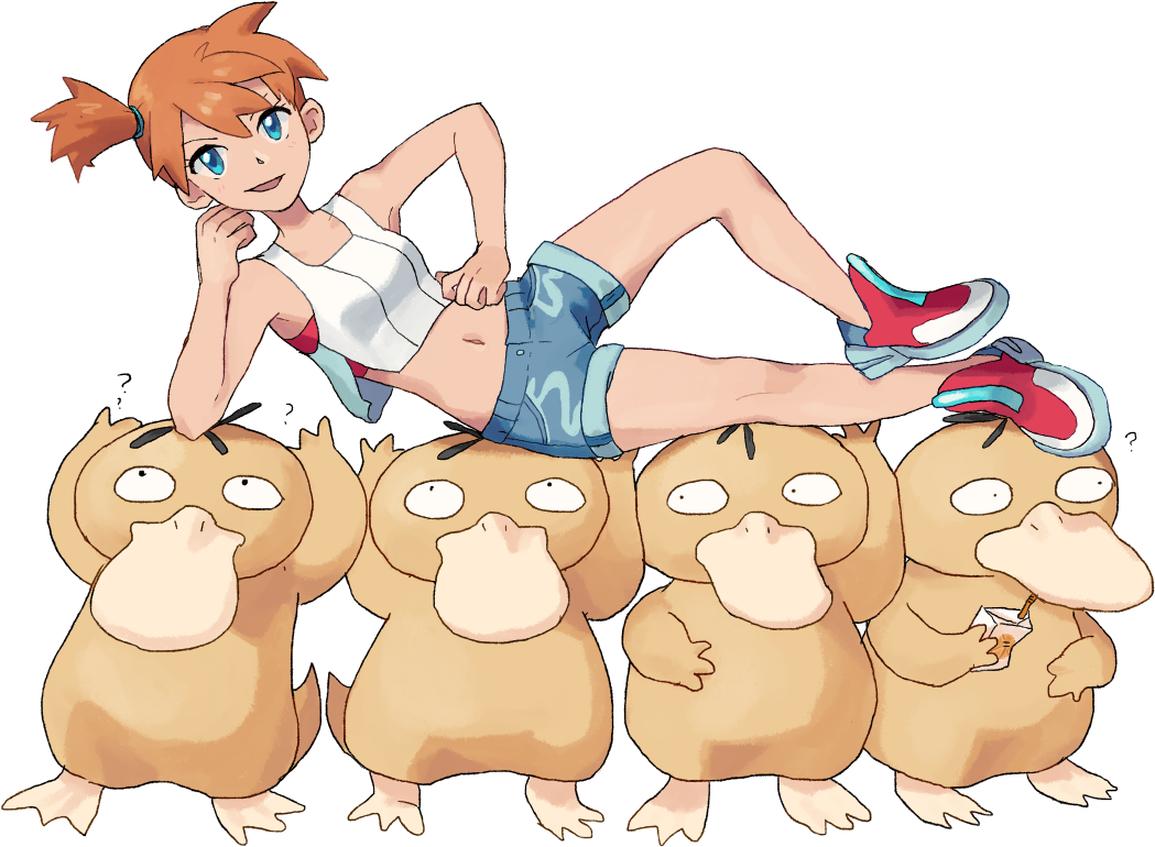 Mistyand Psyduck Friends Fun PNG image