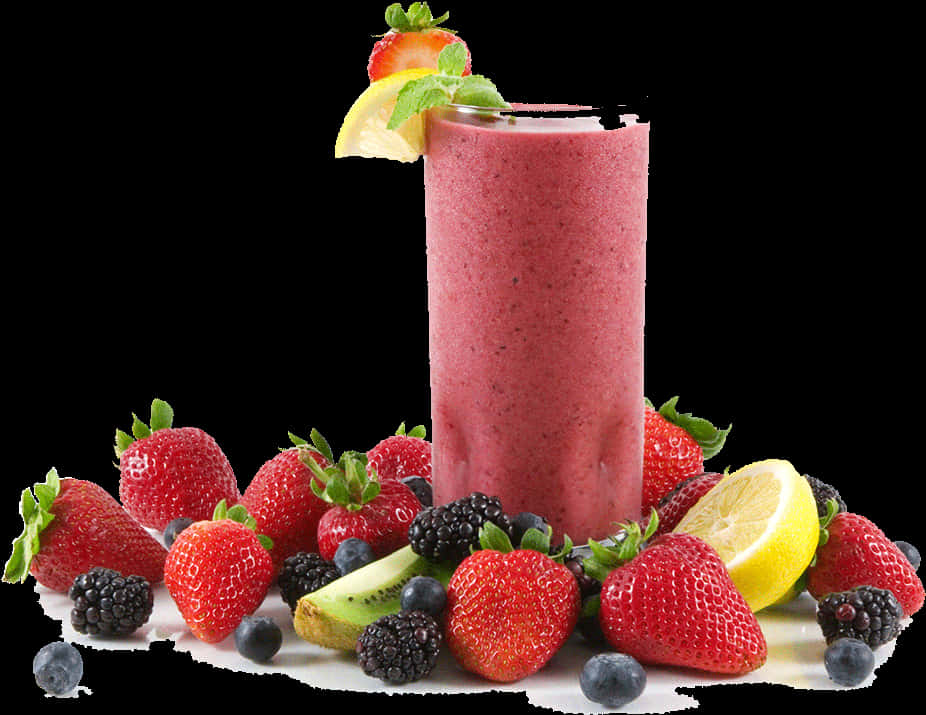 Mixed Berry Smoothiewith Fresh Fruits PNG image