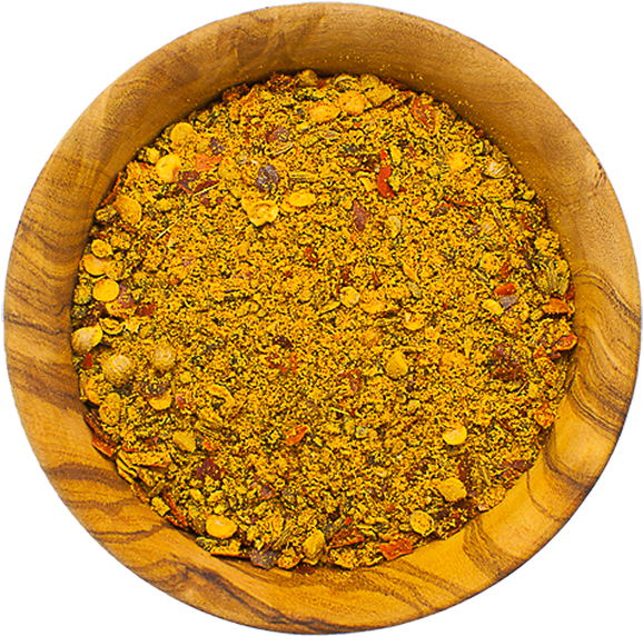 Mixed Spicesin Wooden Bowl PNG image