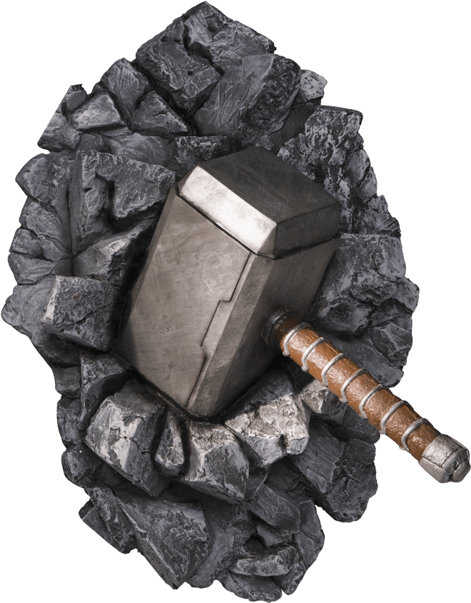 Mjolnir Hammer Embeddedin Rock PNG image