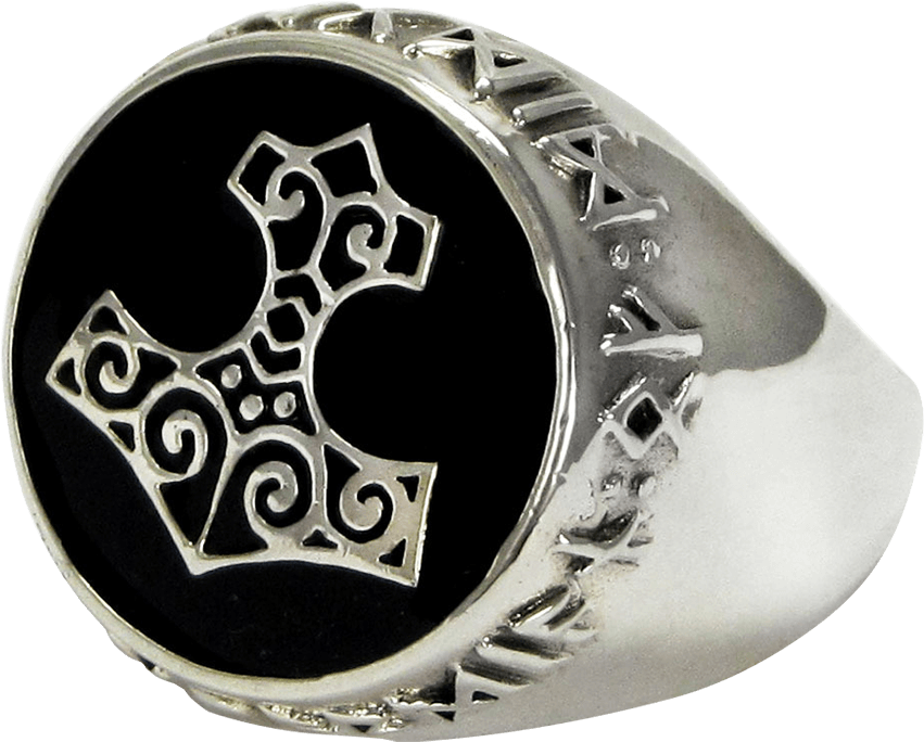 Mjolnir Themed Silver Ring PNG image