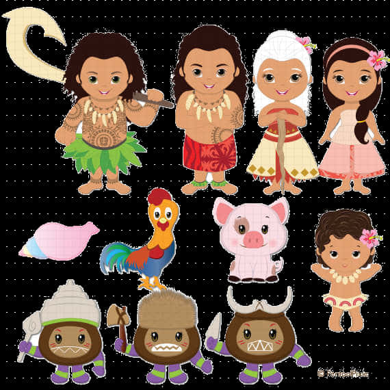 Moana Animated Character Collage PNG image