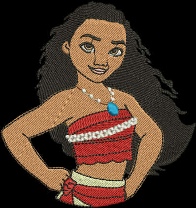 Moana Embroidered Character Design PNG image