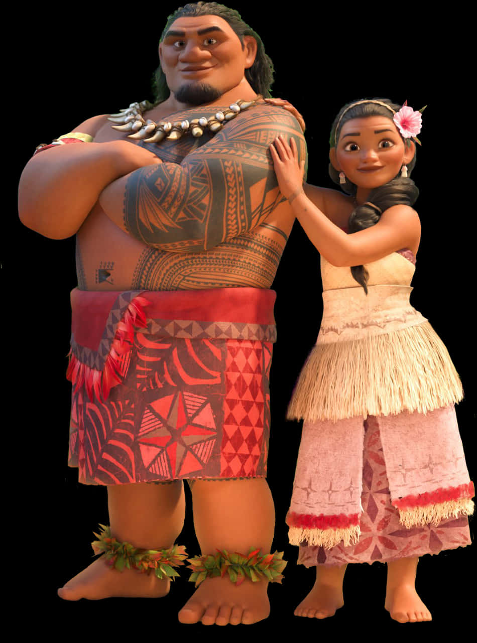 Moanaand Maui Smiling Together PNG image